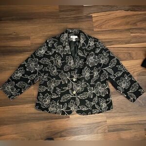Women's Black Blazer with Embroidered floral pattern, the Judith Hart Collection